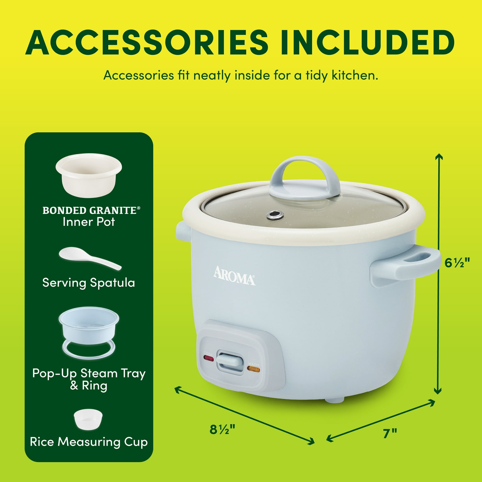 Restored AROMA 4-Cup Rice Cooker & Food Steamer (Refurbished)