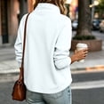 thumbnail image 5 of Warm Winter Women Solid Cowl Neck Button Sweatshirt Long Sleeve Loose Fit Soft Casual Pullover White, 5 of 8