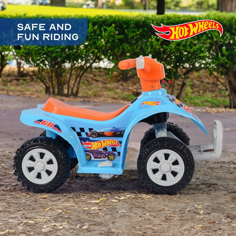 Licensed Hot Wheels 6V Battery Powered Ride on ATV for Kids Ages 2 5 Years Old Blue Walmart