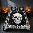 thumbnail image 2 of Homewish Halloween Gothic Skull Bedding, Candle Spider Moon Duvet Cover Full, Black White, Black Reversible 3pcs, 1 Duvet Cover and 2 Pillowcases, 2 of 7