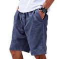 thumbnail image 4 of Men's Big & Tall Casual Drawstring Linen Shorts with Pockets - Regular Fit Stretch Work & Beach Shorts Navy L, 4 of 8