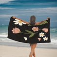 thumbnail image 2 of Stylish Floral Pattern Beach Towel - Pink White Daisy Design Perfect for Pool Travel and Bath Use - Minimalistic & Elegant, 2 of 6