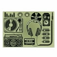 thumbnail image 1 of Hip Hop Cutting Board, Electronic Music Devices as Turntable Headphones Speaker for Recording, Decorative Tempered Glass Cutting and Serving Board, Small Size, Pale Yellow and Black, by Ambesonne, 1 of 1