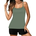 thumbnail image 4 of 2 Piece Set Women Shorts Swimsuit Solid Color Bathing Suit with Shorts Spaghetti Strap Tankini Swimsuit Summer Modest Swimwear Cheap Items, 4 of 4