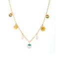 thumbnail image 5 of SKQIT Creative Multi-Element Pendant Necklace with Pink Strawberry, Heart, Sunflower, and Imitation Pearl Charms, 5 of 6