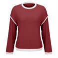 thumbnail image 4 of Red Sweatshirt for Women's Casual Patchwork Contrast Color Long Sleeve Sweatshirt Women Fall Clothes, 4 of 6
