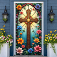 thumbnail image 6 of Floral Design Welcome Banner Colorful Flowers Spring Display Green Leaves Ladybug Accent Garden Backdrop for Garden Party Outdoor Gathering Front Door Decor, 6 of 9