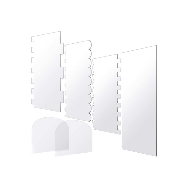 Raspador De Pastel Acrílico Transparente Claro Multifuncional Pastel Contorno Peine Borde Glaseado Más Suave Para El Hogar Cocina Hornear Clase Postre Tienda 6 Uds Vogacara HA021706-00