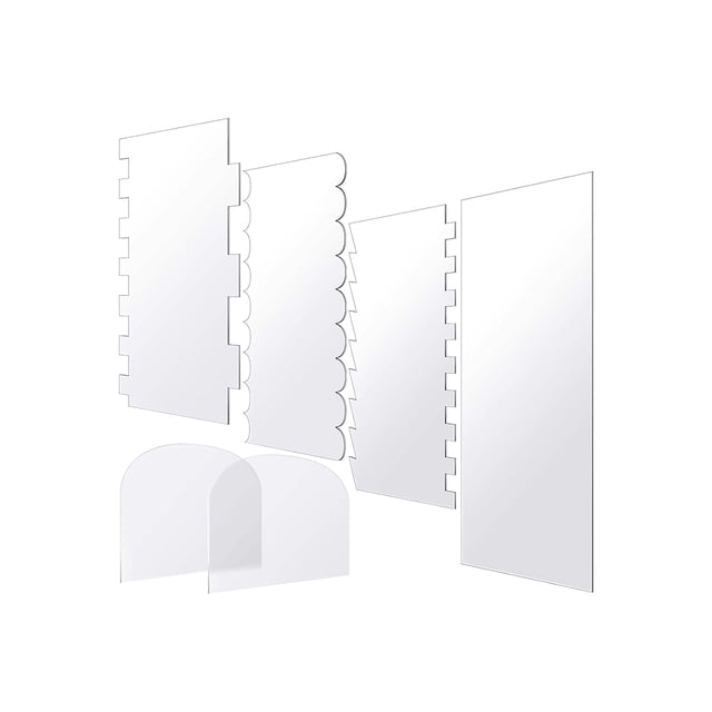 Raspador De Pastel Acrílico Transparente Claro Multifuncional Pastel Contorno Peine Borde Glaseado Más Suave Para El Hogar Cocina Hornear Clase Postre Tienda 6 Uds Guardurnaity HA021706-00