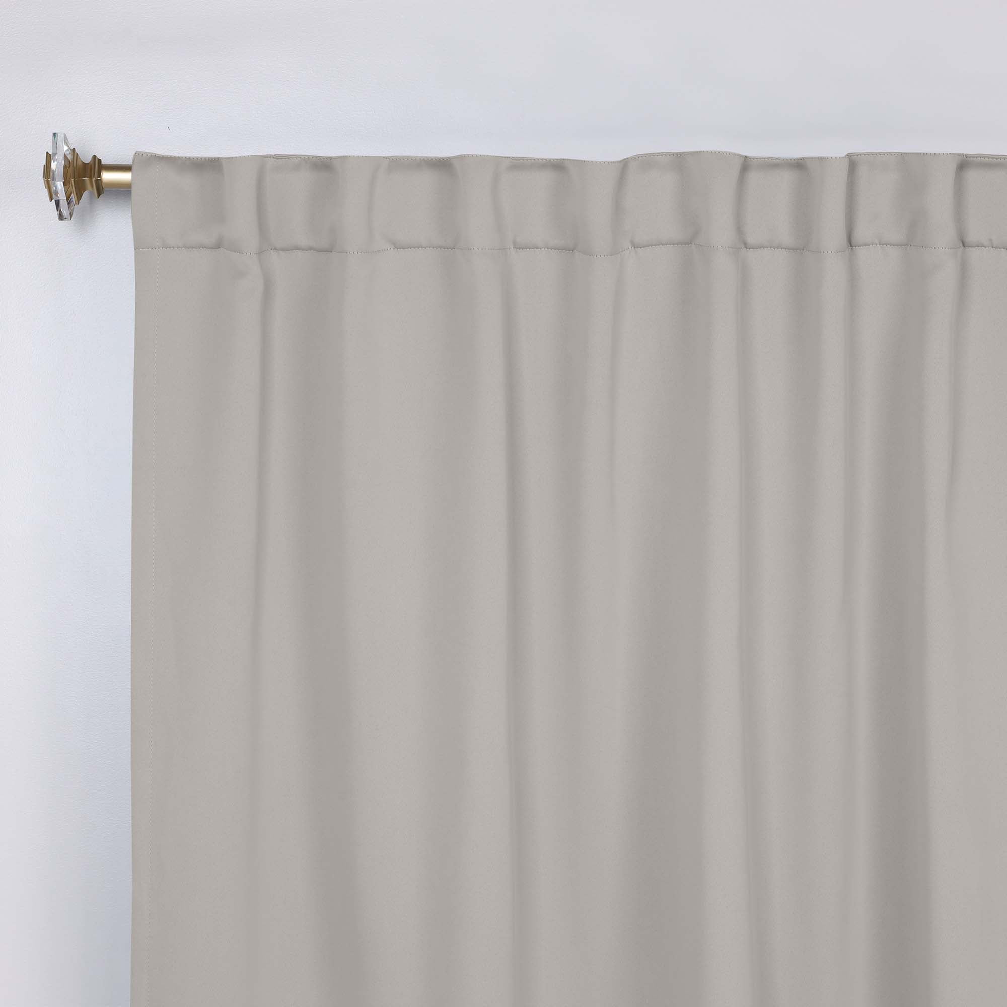 Superior Blackout Solid Light Filtering Back Tab Curtain Panel Set, 42" x 63", Chrome