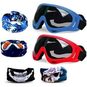 Fstop Labs Gun Blaster Face Mask, Tactical Protective Goggles Glasses and Face Tube Mask for Nerf Guns N-Strike Elite Series, with 4 Pack Face Mask and 2 Pack Protective Glasses (Blue and Red)