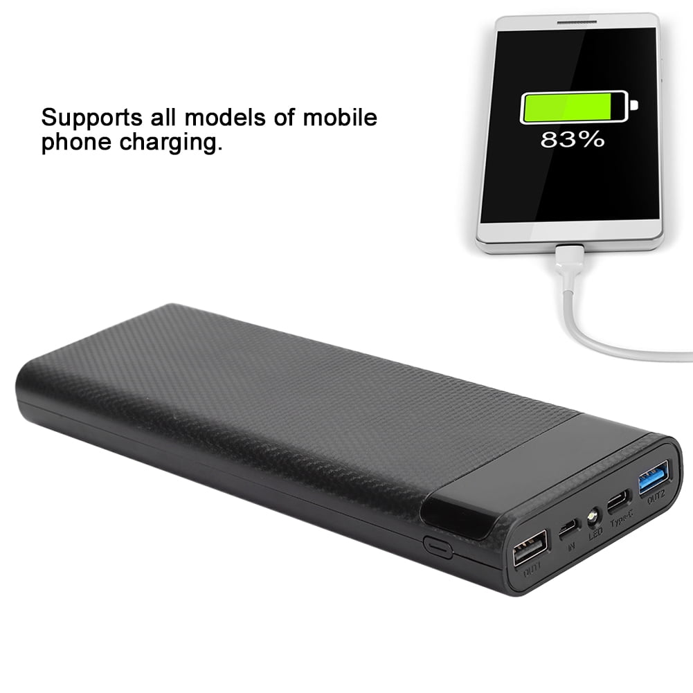 Power Source DIY Power Bank Shell, Power Bank Shell DIY Power Bank Accessory Battery Box Shell, Power Bank Kit for DIY Mobile Power black