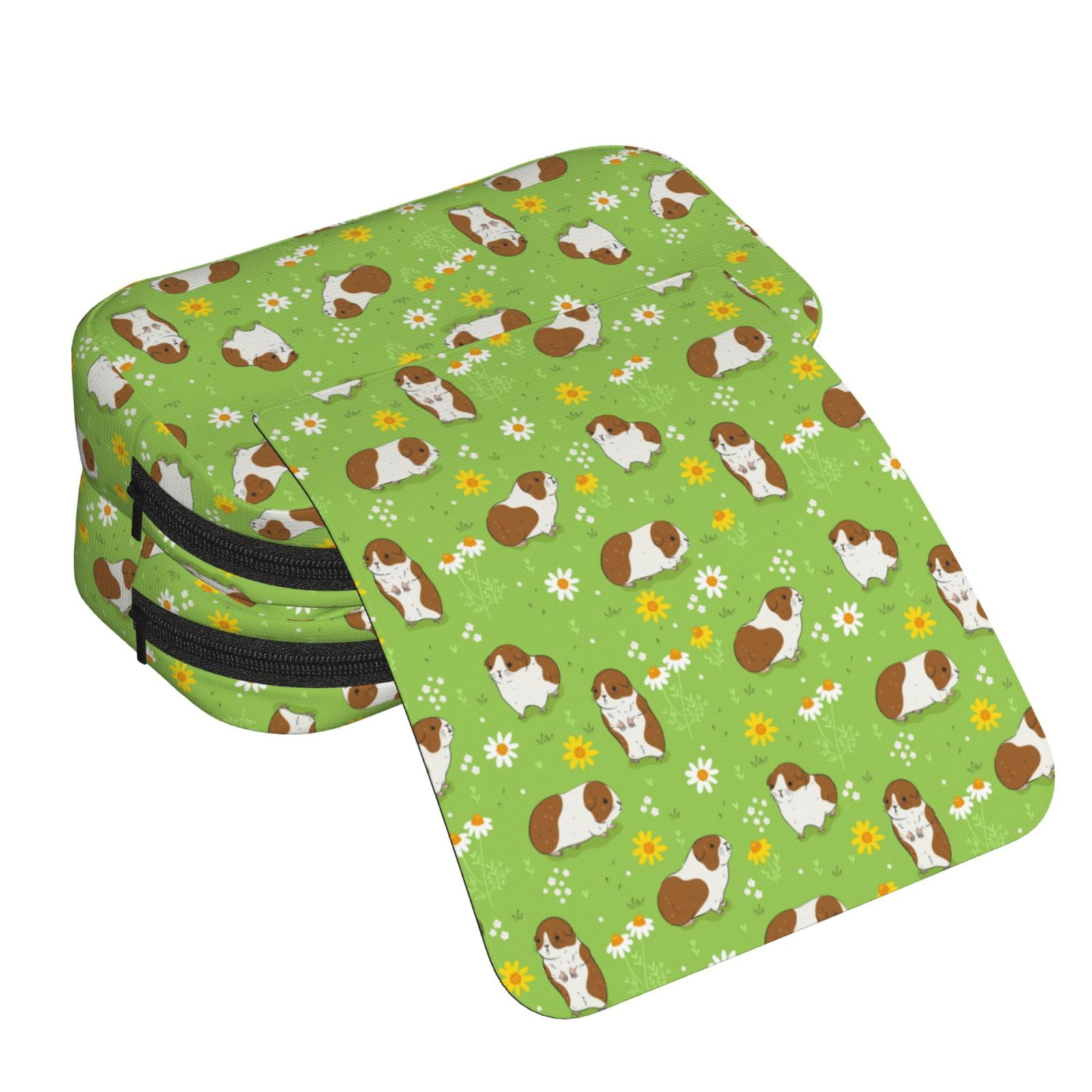 Rateoe Guinea Pigs Pattern Double Clamshell Pen Case, Storage Organizer with Two Zipper Compartments– Holds Up to 50 Pencils & Pens