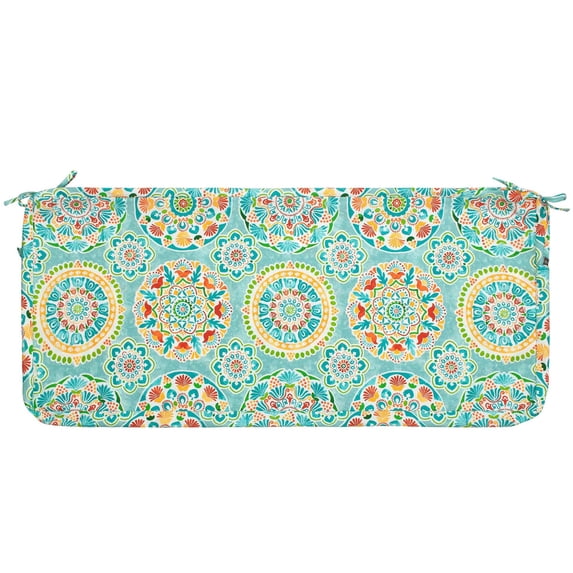 Magpie Patio Bench Cushion Cover 48x18x3 Inch, NO Insert! Water Resistant UV Protection Outdoor Swing Loveseat Replacement Cover with Zipper-Cyan Circle