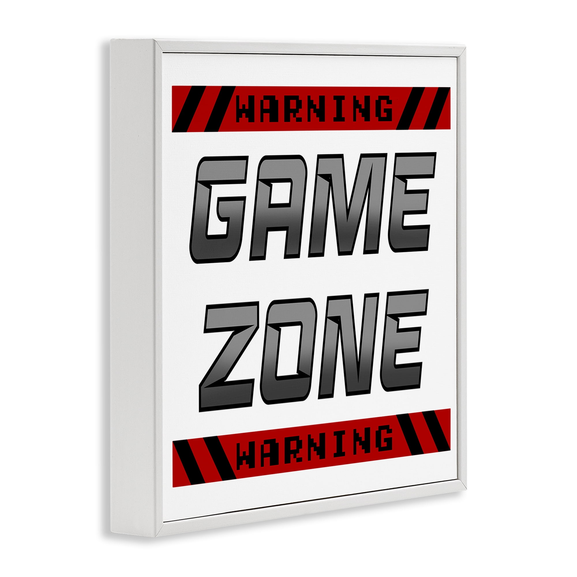 Stupell Industries Game Zone Warning White Framed Giclee Art, design by Marcus Prime
