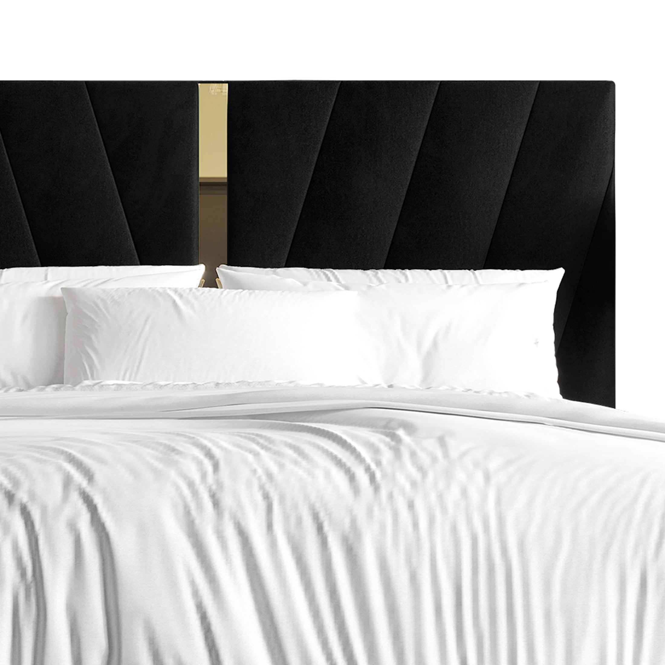 Castle Place Contemporary Velvet Queen Upholstered Bed with 2 Nightstand and Bench, Black