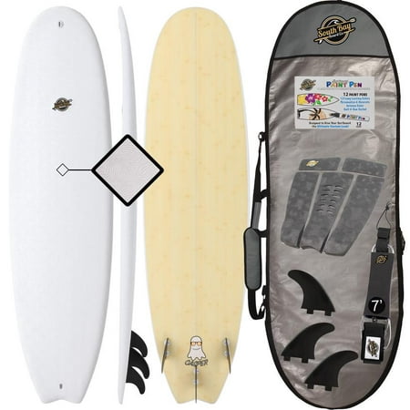 South Bay Board Co. 6'8 Casper Hybrid Soft Top Surfboard Package, Board, Leash, Fins,Stomp Pad, Paint Pens &