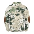 thumbnail image 4 of Men's Stand Collar Sweatshirt with 3 Buttons & Camouflage Print, Outdoor Casual Fleece Top for Streetwear, Christmas, Fall Winter, Hiking and Urban Exploration,Green,M, 4 of 4