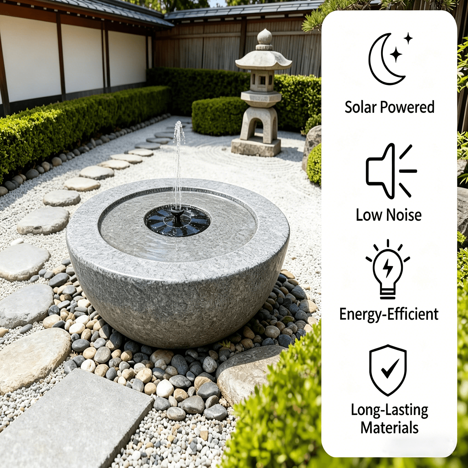 Solar Powered Outdoor Water Fountain, Cordless Garden Bowl Fountain, 14.2 Inch Resin Solar Water Feature for Patio, Backyard Decor.