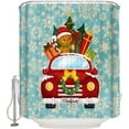 thumbnail image 2 of Christmas Shower Curtain Red Truck With Gingerbread Man Xmas Tree Christmas Shower Curtains for Bathroom Decor Snowflake Blue For Christmas Decoration Bath Curtains Sets with Hooks Extra Long 84"x72", 2 of 6