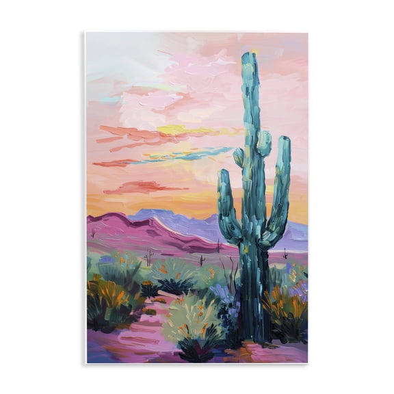 Stupell Industries Looming Cactus Pastel Sky Landscape & Nature Painting Unframed Art Print Wall Art, 10 x 15