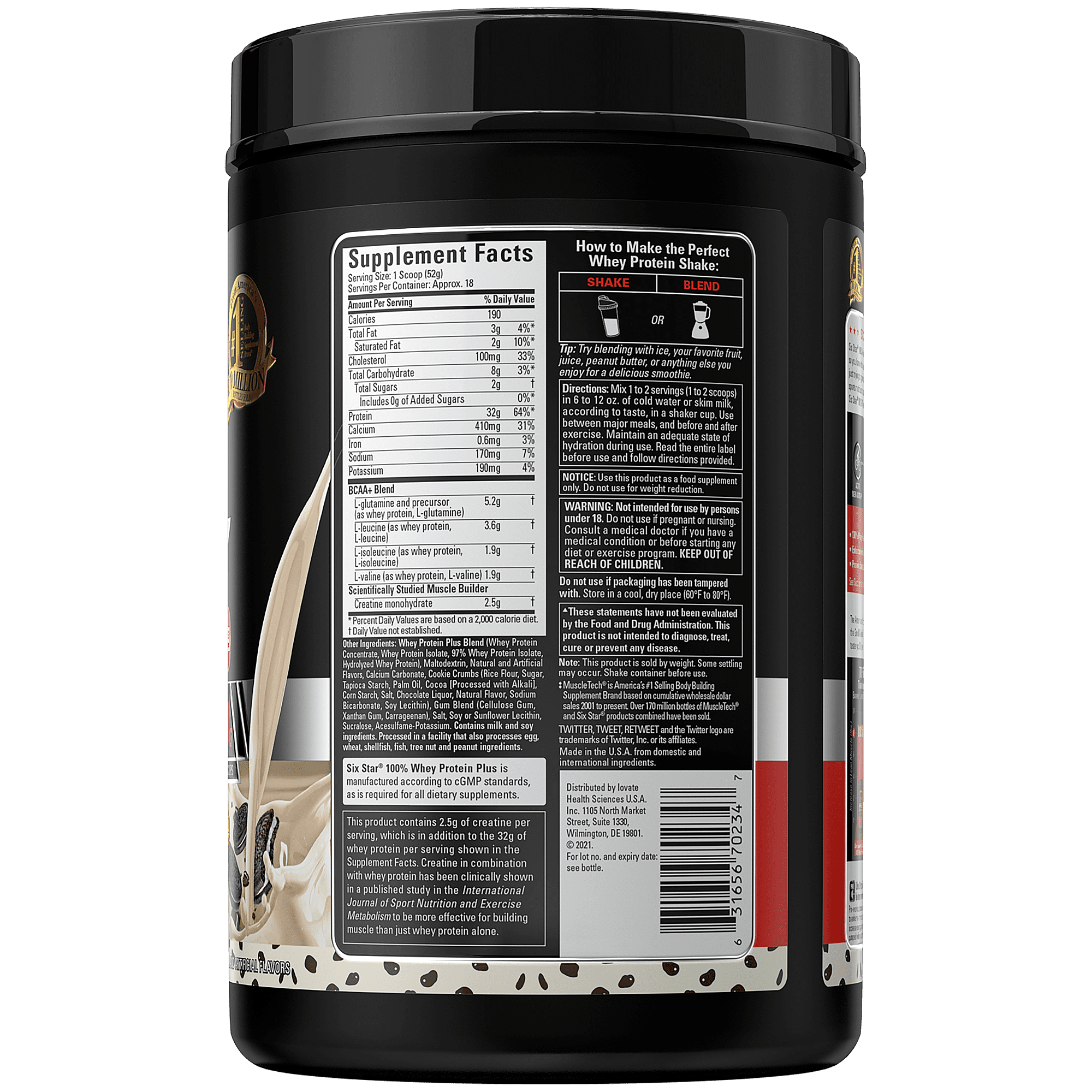 Six Star Elite Series 100% Whey Protein Powder, Cookies & Cream, 2lbs