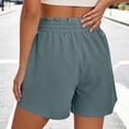 thumbnail image 6 of Cotton Linen Shorts for Women Summer Casual Elastic High Waist Wide Leg Loose Beach Shorts with Pockets, 6 of 6