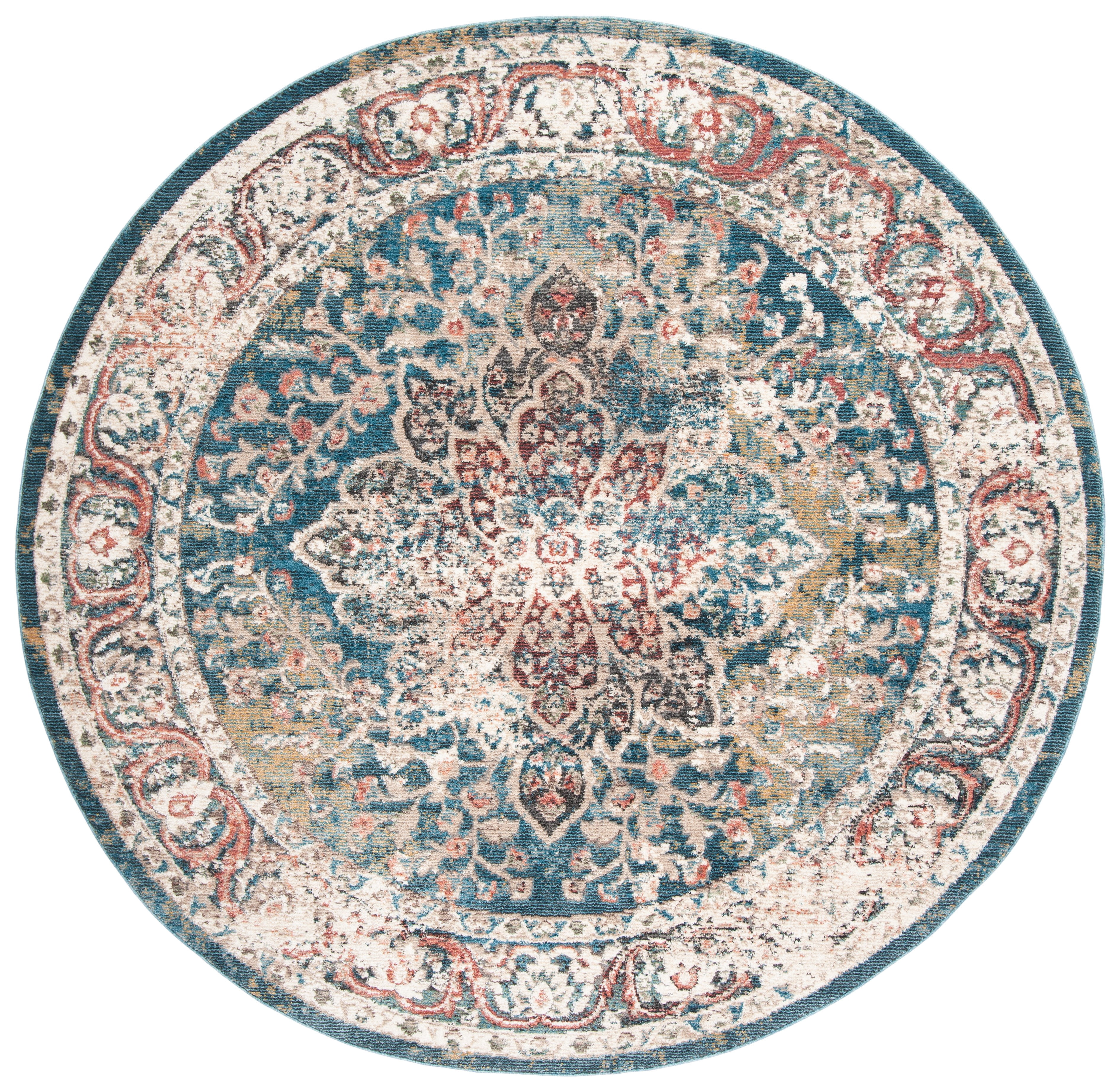 Safavieh Carlyle Blaine Medallion Area Rug, Turquoise/Ivory, 6'7" x 6'7" Round
