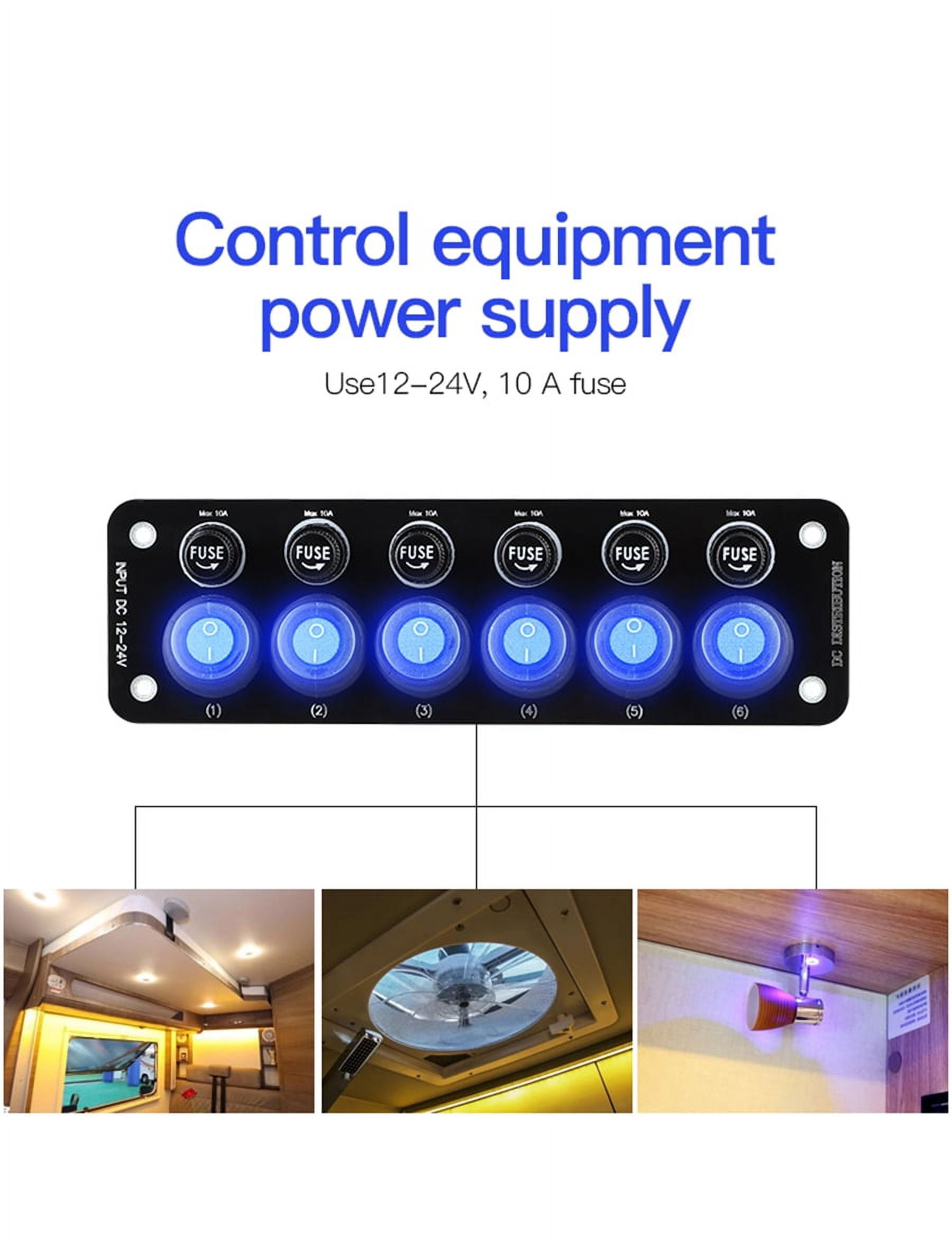6 Gang Toggle Rocker Switch Panel On/Off For Motorhome RV Boat Marine Truck 12V