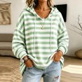 thumbnail image 5 of Raeneomay Women's Striped Hoodie - Drawstring Long Sleeve Pullover Top, 5 of 6