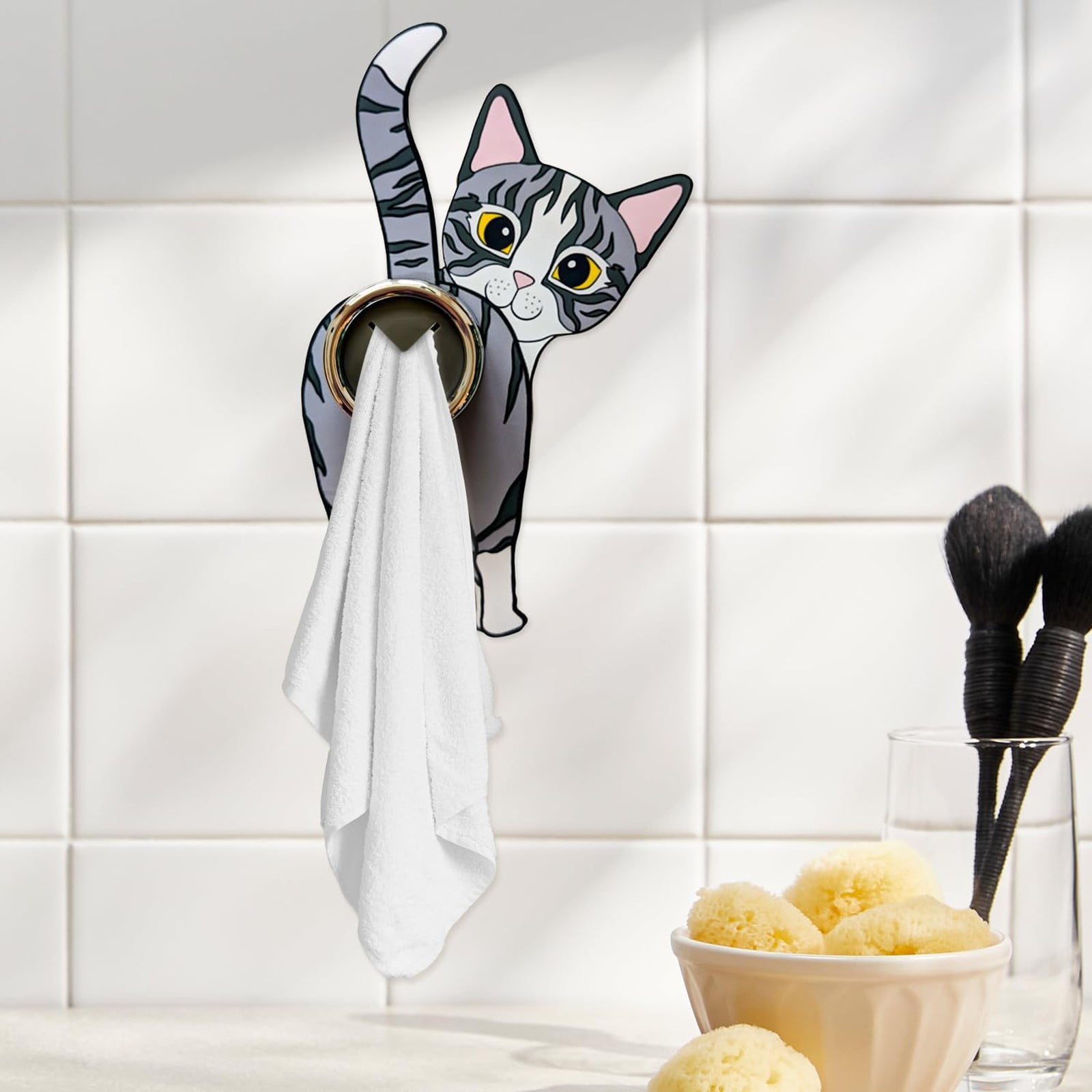 Ynlkorvg Hooks Cat Butt Towel Holder Round Towels Hooks With