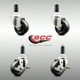 thumbnail image 2 of 3.5 Inch 316SS Hard Rubber Swivel 1-1/8 Inch Expanding Stem Caster Set 2 Brake, 2 of 2