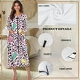 thumbnail image 6 of Yuyamidu Easter Long Sleeve Bathrobe for Women Lightweight O Neck Robes Pink Leopard Print Long Zippered Bath Robe Rabbit Dressing Gown Ladies Sleepwear Pajamas Size 3XL, 6 of 7