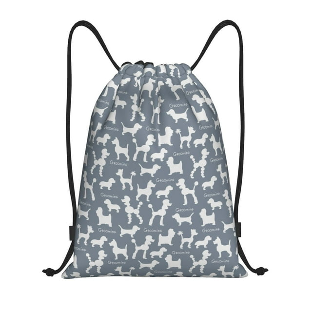 Lukts Poodle Dog Pattern Drawstring Backpack Bag Sport Gym Sackpack,String Backpack Sport Bag Sack,Cinch Tote Gym Backpack-Medium