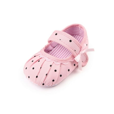 

Wazshop Toddler Crib Shoes Comfort Flats Prewalker Princess Dress Shoe Lightweight Soft Sole Mary Jane Baby Girls First Walkers Cute Pink 4C