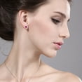 thumbnail image 2 of Gem Stone King 18K White Gold Red Ruby and Diamond Stud Earrings for Women (0.60 Cttw, Gemstone Birthstone, Round 4MM), 2 of 4