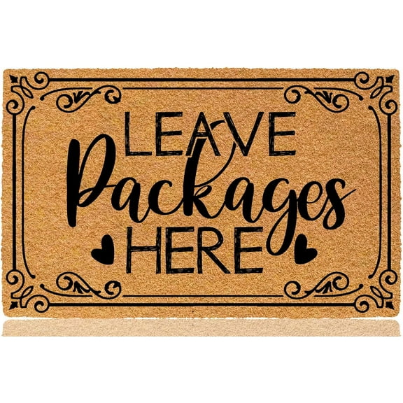 'Leave Packages Here' Outdoor Doormat - Welcome Mats for Outdoor Entrance, Front Door Mat, Rubber Mats for Outside - Funny Indoor/Outdoor Design Non-Slip Entryway Rug - 30×18