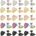 thumbnail image 2 of 1box 30pcs 5 colors Ion Plating(IP) Heart Shape 304 Stainless Steel Stud Earring Findings with Earring Backs for Jewelry Making Mixed color 12x13x1mm Pin: 0.8mm 6pcs/color, 2 of 9