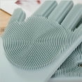 thumbnail image 2 of 1 Pairs Silicone Cleaning Brush Scrubber Gloves Heat Resistant Dish Washing, 2 of 2