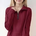 thumbnail image 2 of Mercatoo Half Zip Up Sweatshirts for Teen Girls Cable Knit Trendy 𝐏reppy Sweaters Pockets Long Sleeve Mock Neck Hoodies, 2 of 8