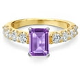 thumbnail image 3 of Gem Stone King 14K Two Tone Gold Purple Amethyst and Lab Grown Diamond Engagement Ring for Women | 2.38 Cttw | Emerald Cut 8X6MM | Gemstone February Birthstone | Size 8, 3 of 6
