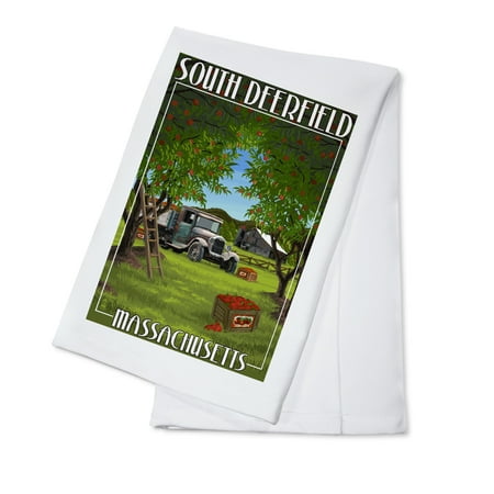 Apple Kitchen Tea Towel - South Deerfield, Massachusetts - Apple Orchard Harvest - Lantern Press Poster (100% Cotton Kitchen Towel)
