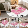thumbnail image 5 of Round Rug 6Ft Washable Non-Slip, Valentine's Day Circle Area Rugs for Living Room Bedroom, Pink Roses Love Heart Romantic Indoor Floor Mats Carpet Runner for Home Decor Aesthetic, 5 of 8