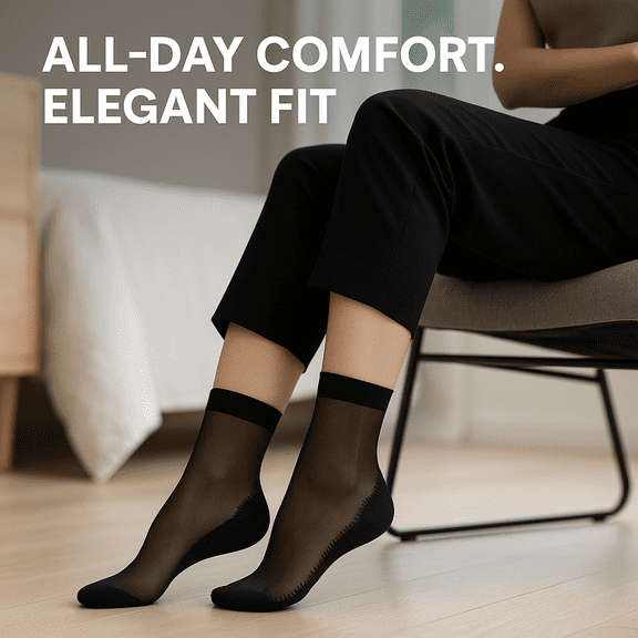 Women’s 3 Pairs Sheer Ankle Socks with Non-Slip Sole Cotton Cushion, Breathable Low Cut Socks - Black