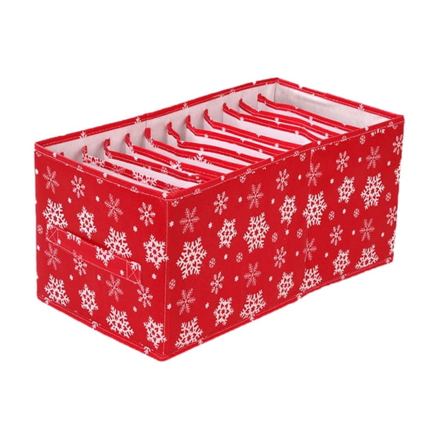 Foldable Christmas Snowflake Pattern Underwear And Jeans Storage Box Drawer Style Organizer For Bras Panties And Clothing Storage Solutions