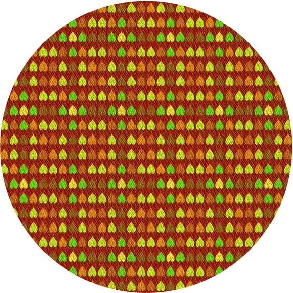 Ahgly Company Indoor Round Patterned Caramel Brown Area Rugs, 5' Round