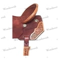thumbnail image 4 of Brown Roughout Leather Western Barrel Horse Saddle Floral Hand Tooled Patch 18" Inch, 4 of 4