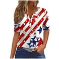 thumbnail image 2 of Honeeladyy 4th of July Tops for Women's Casual Print Short Sleeve V-neck Top for Beach Hawaiian(White,2XL), 2 of 5