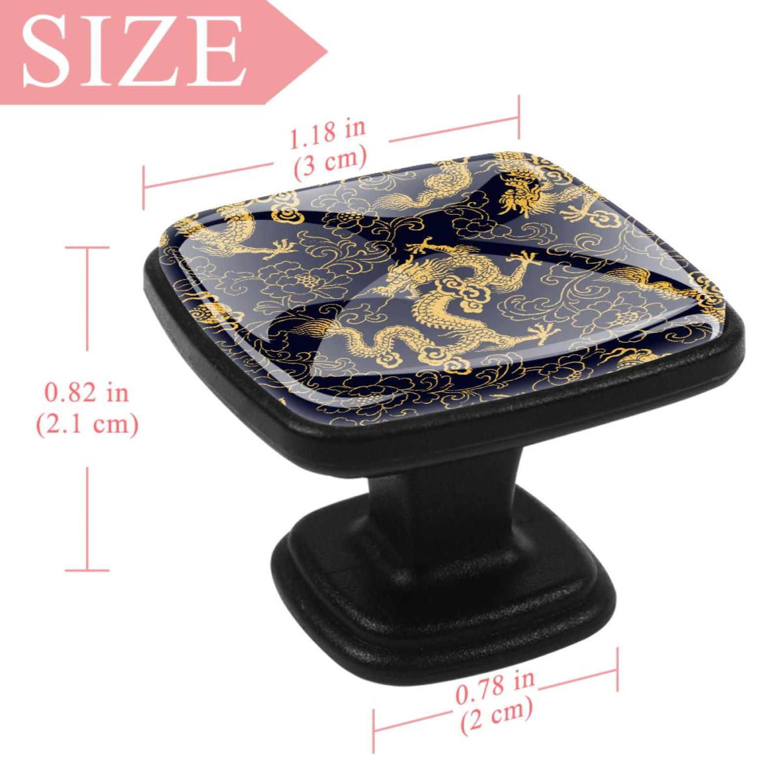 4 Pcs Square Cabinet Handle Cupboard Knob Drawer Pulls Handle Chinese Golden Dragon Drawer Knobs with Screws Furniture Decoration