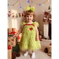 thumbnail image 4 of RUINIXCW Toddler Baby Girl Christmas Elf Costume Outfit Infant Girl Christmas Dress Heart Embroidery Green Furry Fly Sleeve Party Xmas Dress Headband, 4 of 10